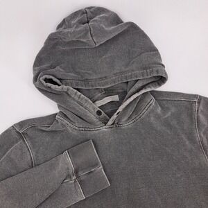 Outerknown Hemp Organic Cotton Hoodie Mens L Charcoal Grey Snap Neck Pullover